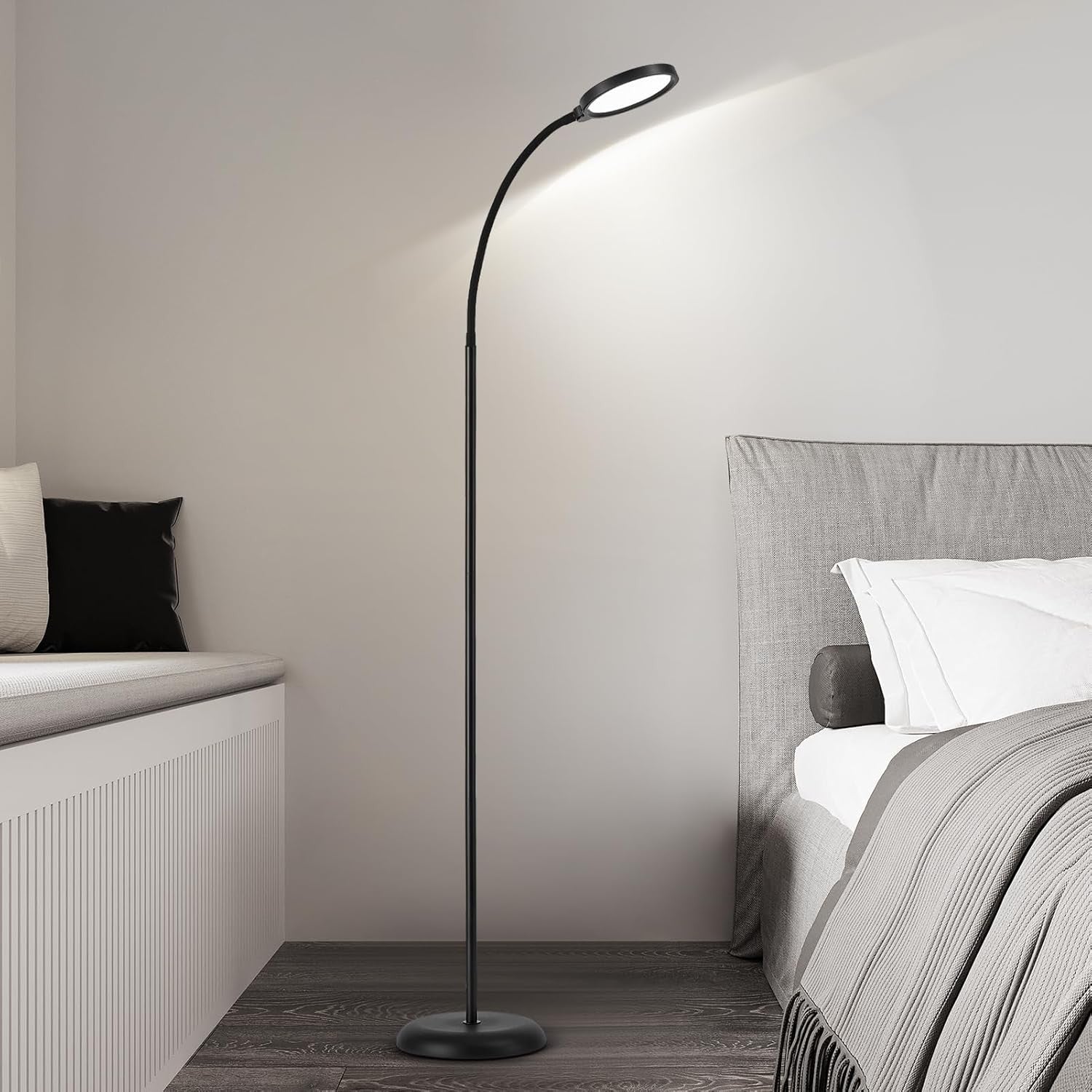 LED Floor Lamp Touch Dimmable Gooseneck Reading Light 3 Colour Modern Stand