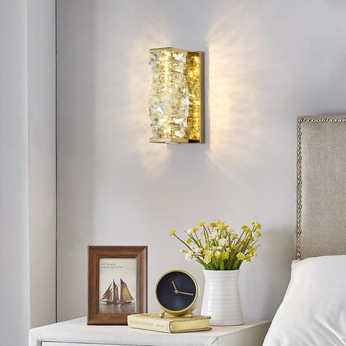 Gold Crystal Wall Light LED Sconce | Luxury Hallway Bedroom Fixture