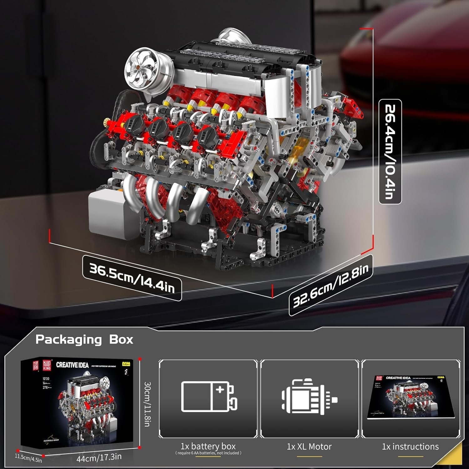 Buildable V8 Engine Model Kit 2718Pcs Working Motor STEM Car Toy Gift