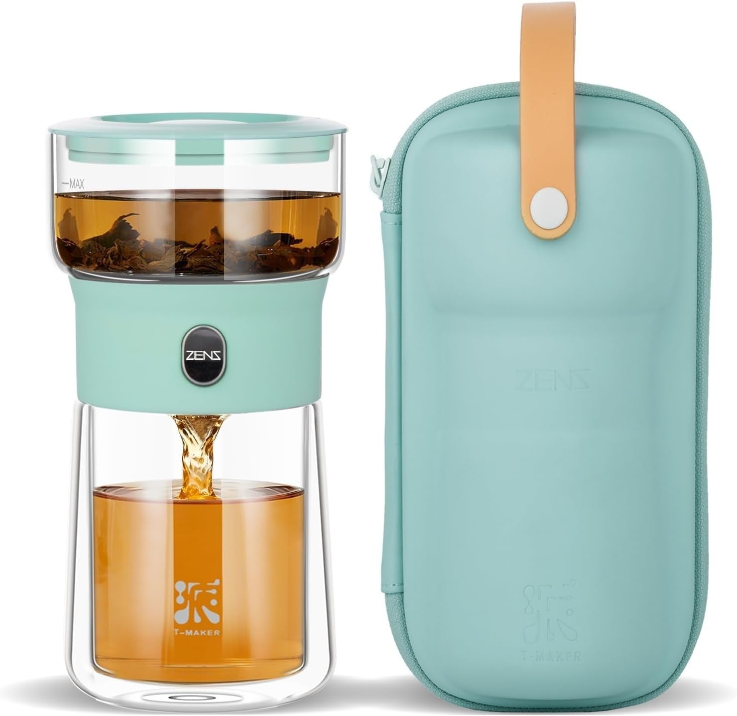 One Touch Tea Infuser Set 200ml Loose Leaf Brewer Cup with Carry Case