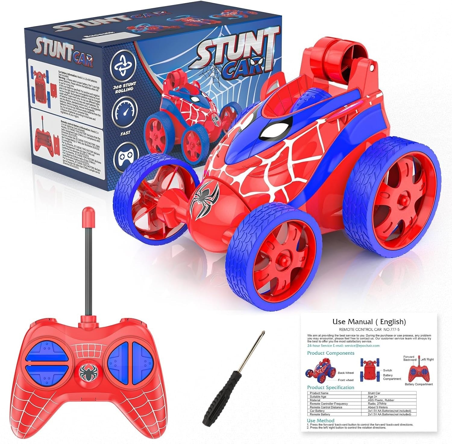 Spider Mini RC Stunt Car Toy for Kids 3–7 – 360° Spins, Vertical Drive