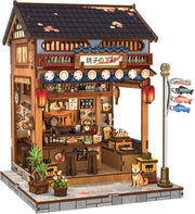 Japanese Izakaya Book Nook Kit 3D Wooden Puzzle LED Bookshelf Decor