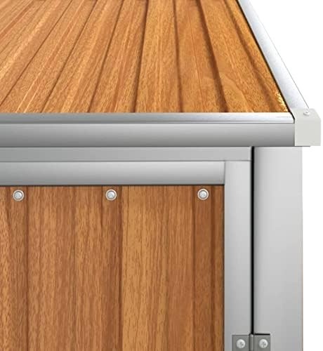 Outdoor Metal Garden Storage Shed with Sloped Roof & Handle Brown 88x89x161cm