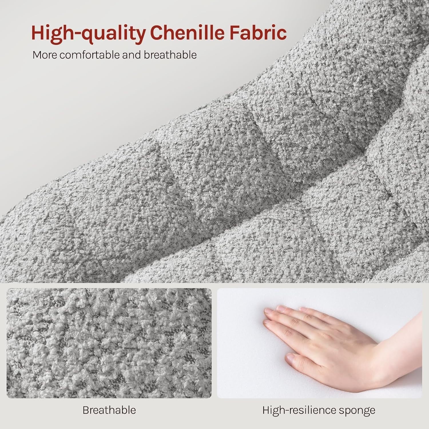 Grey Swivel Vanity Chair Height Adjustable Chenille Dressing Table Stool