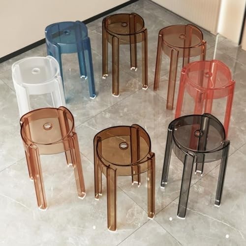 Clear Acrylic Bar Stool Backless Stackable Modern Kitchen & Patio Chair