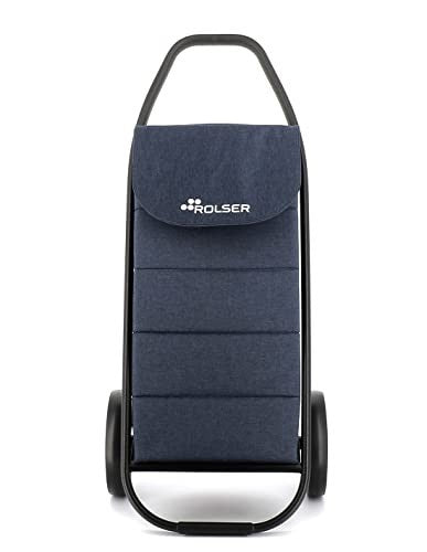 2-Wheel Aluminium Folding Shopping Trolley Big Bag with Pockets – Navy