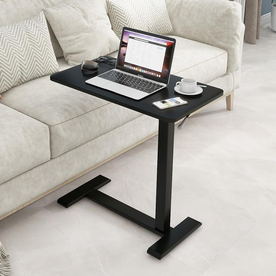 Overbed Table Adjustable Height Pneumatic Laptop Desk Rolling Bedside Stand