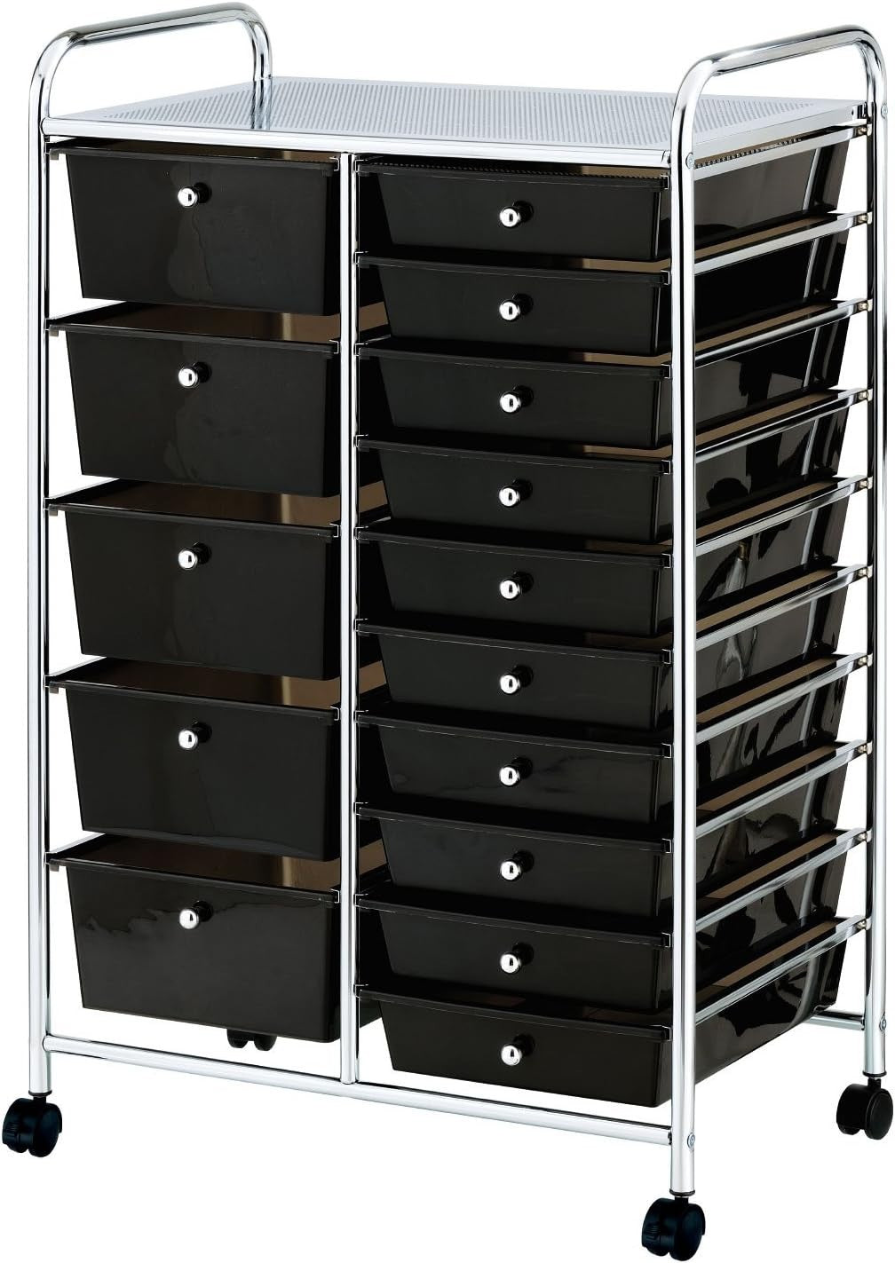 Black 15 Drawer Rolling Storage Trolley Beauty Office Organizer Cart