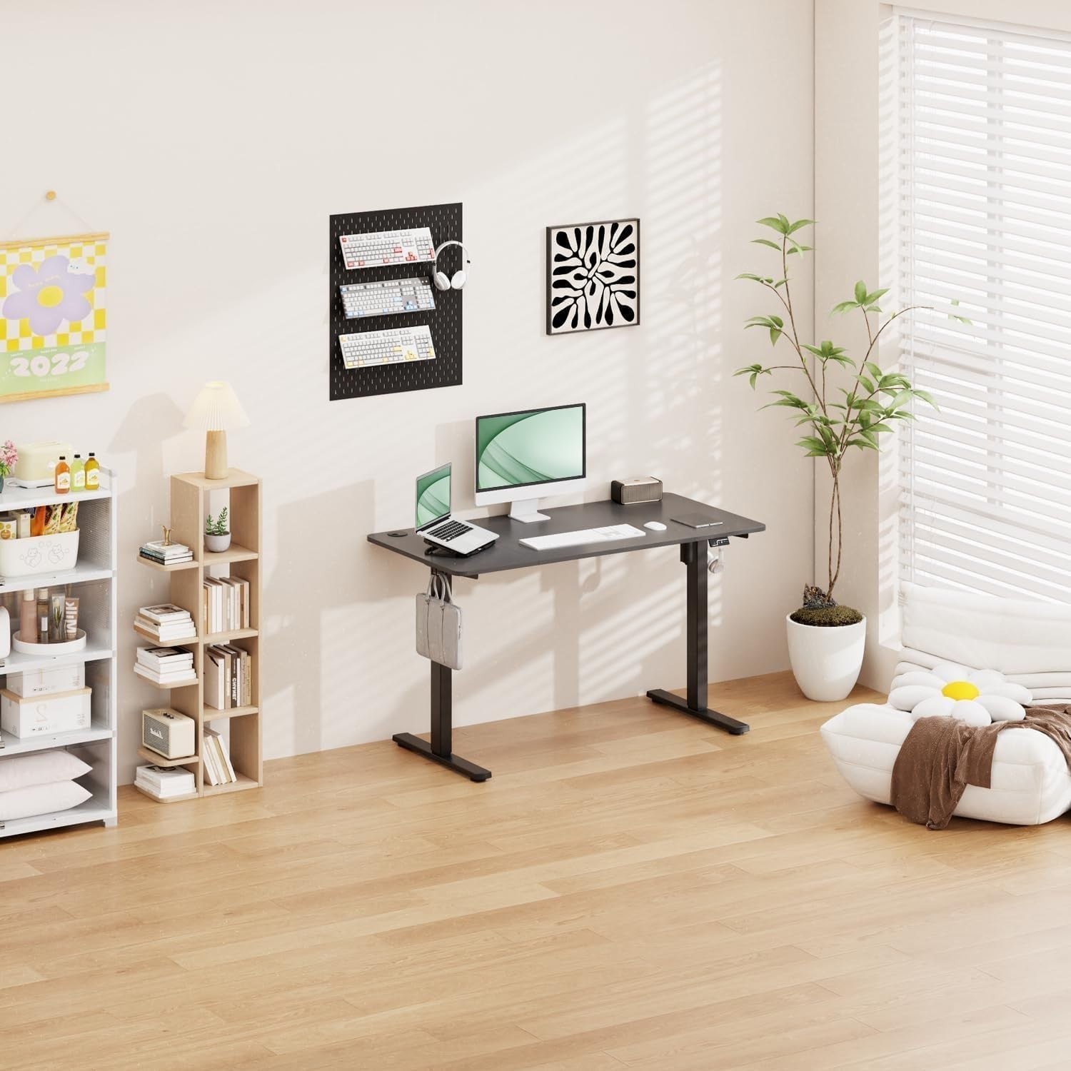 Electric Height Adjustable Desk 120x60cm | Sit Stand Office Table Black