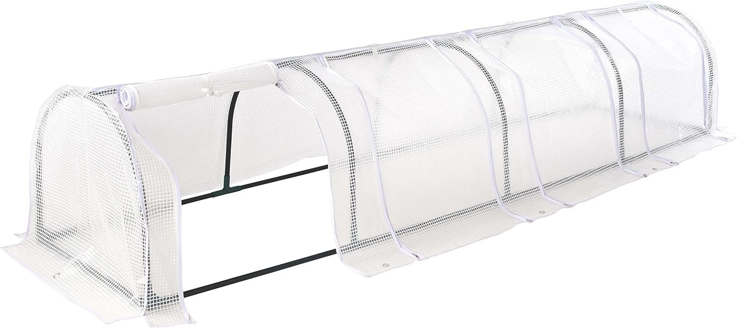Polytunnel Greenhouse 4 Section with Reinforced PE Mesh Cover & Steel Frame