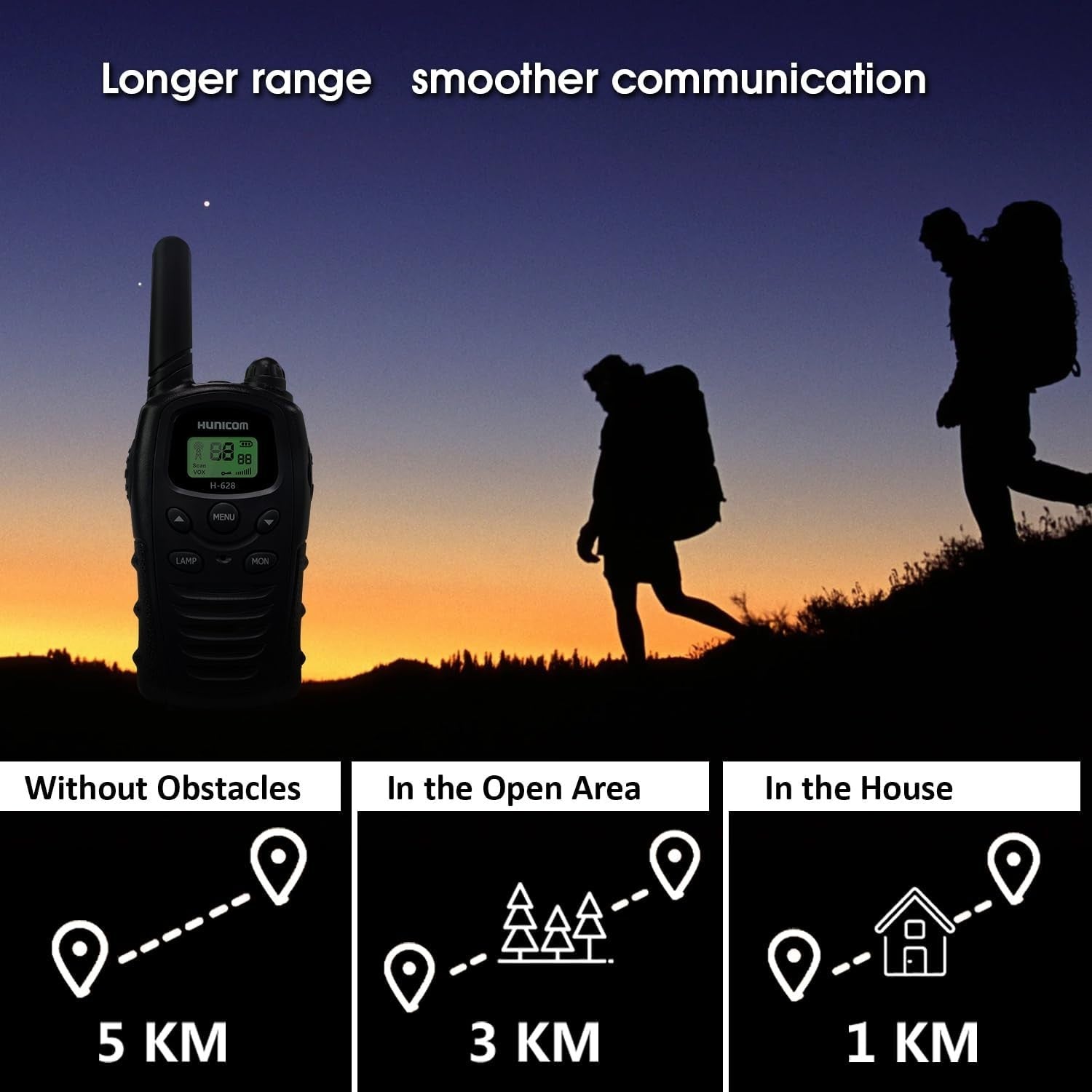 Long Range Walkie Talkies 16 Channel PMR Radio Gift Set w/ Flashlight