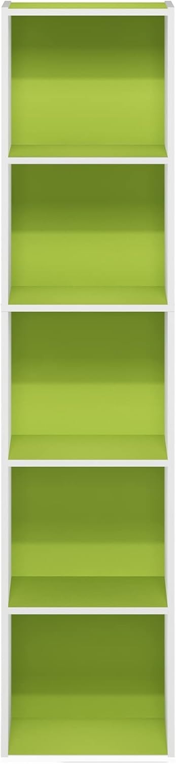 5 Cube Bookcase Storage Open Shelf Compact Design Organizer Bookshelf Green