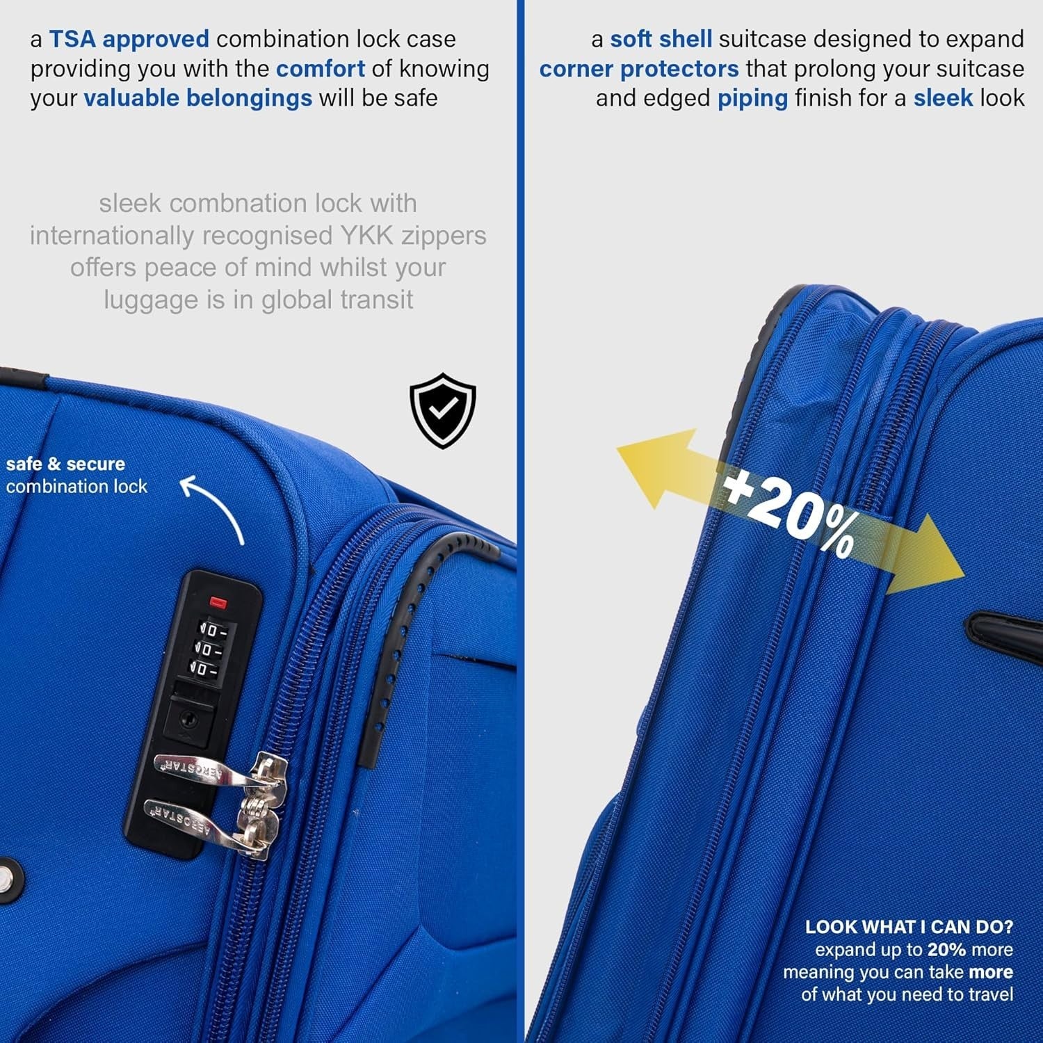 Medium 26 Inch Soft Check In Suitcase Expandable 4 Wheel Lightweight Luggage