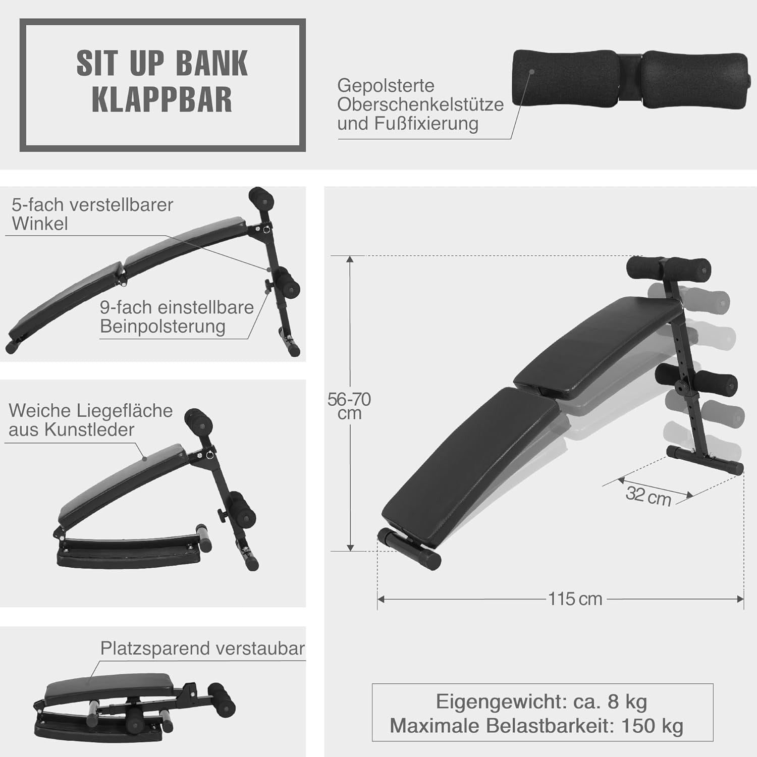 Foldable Adjustable Sit Up Bench Decline Ab Workout Home Gym
