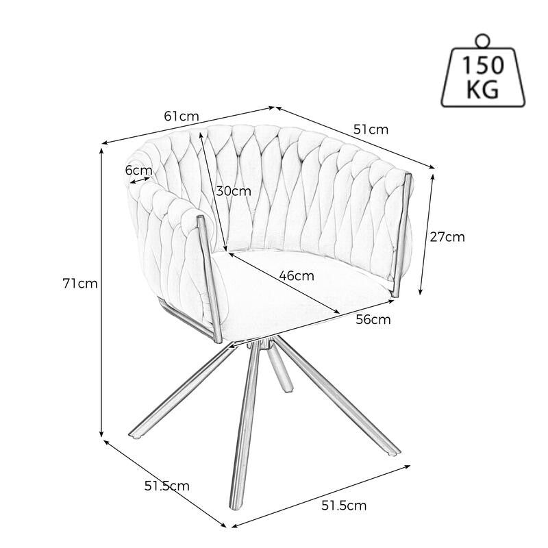 Set of 6 Swivel Velvet Dining Chairs – Modern, Comfy, Curved Back Support