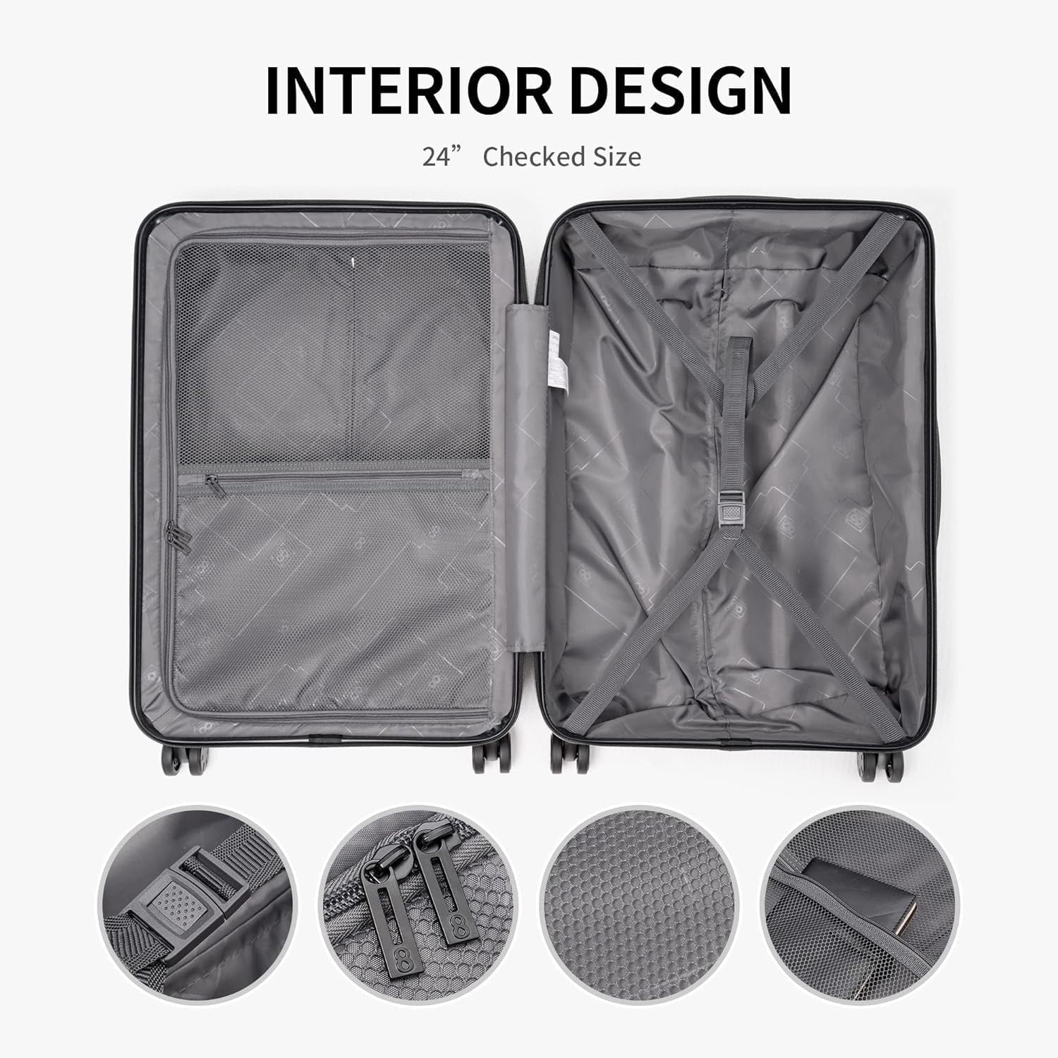3-Piece Hardshell Luggage Set Carry On Spinner Suitcases TSA Lightweight