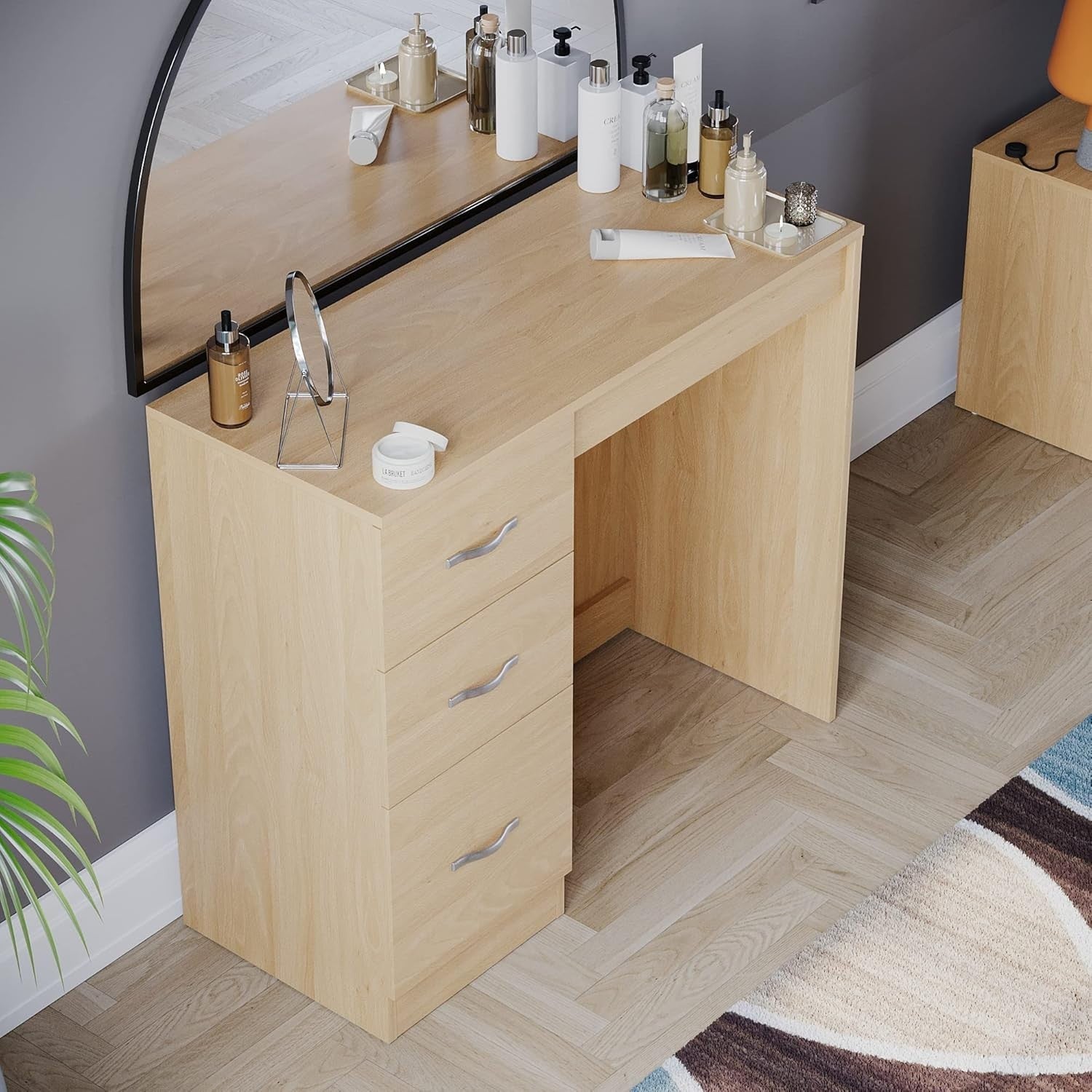 3-Drawer Dressing Table Vanity Desk Makeup Station Storage Chest Bedroom