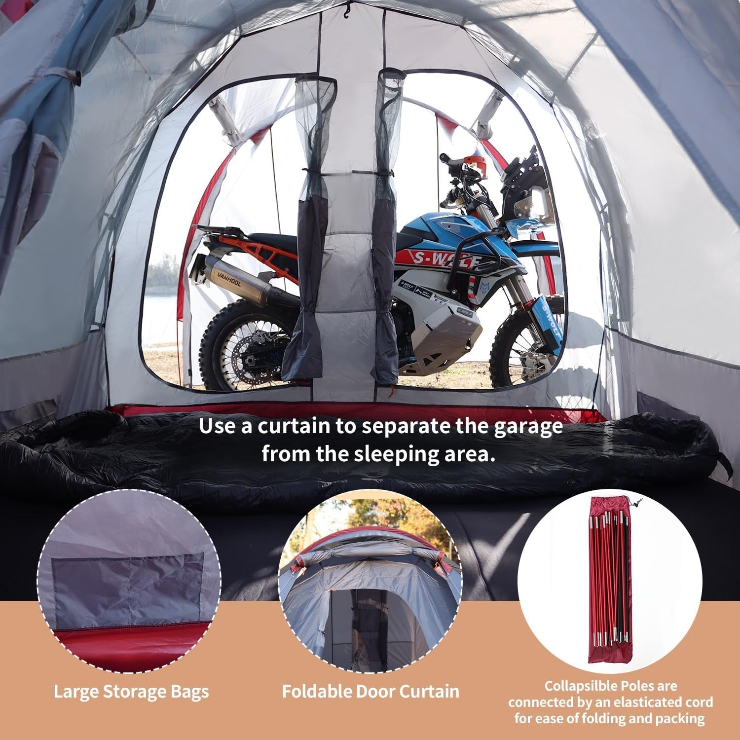 2 Person Camping Tent Waterproof Tunnel Porch Lightweight