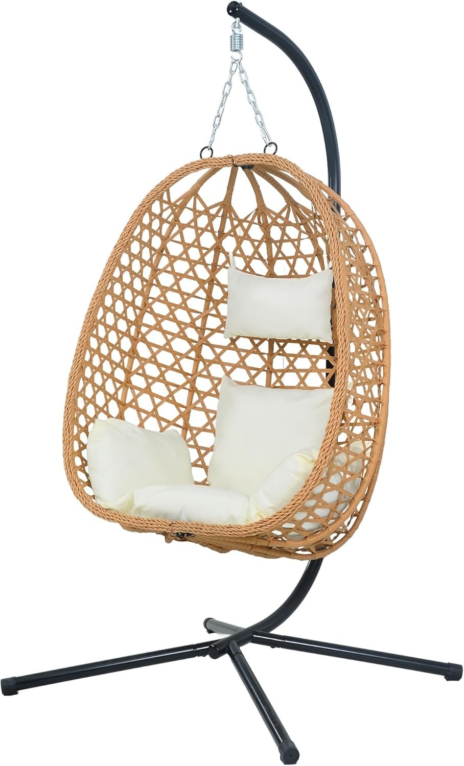 Rattan Hanging Egg Chair with Stand | Outdoor Swing Seat for Patio & Garden