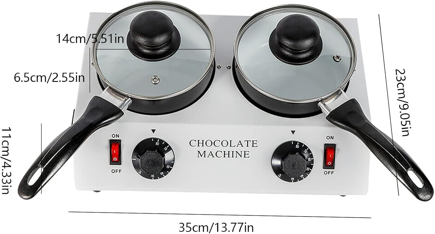80W Double Pot Chocolate Melting Machine Electric Tempering Melter
