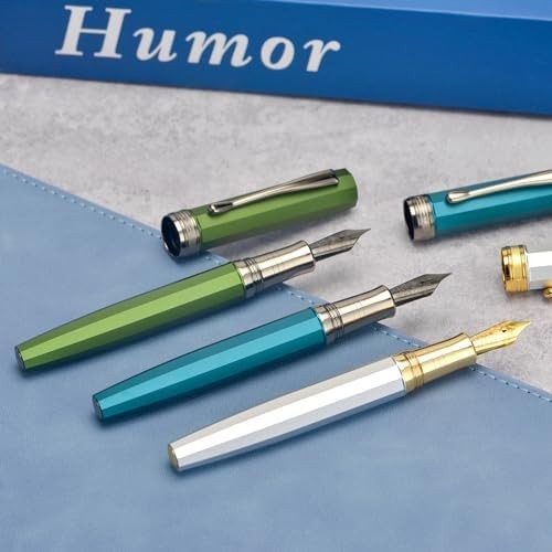 Luxury Metal Fountain Pen Extra Fine Black Nib Green Gift Case Set