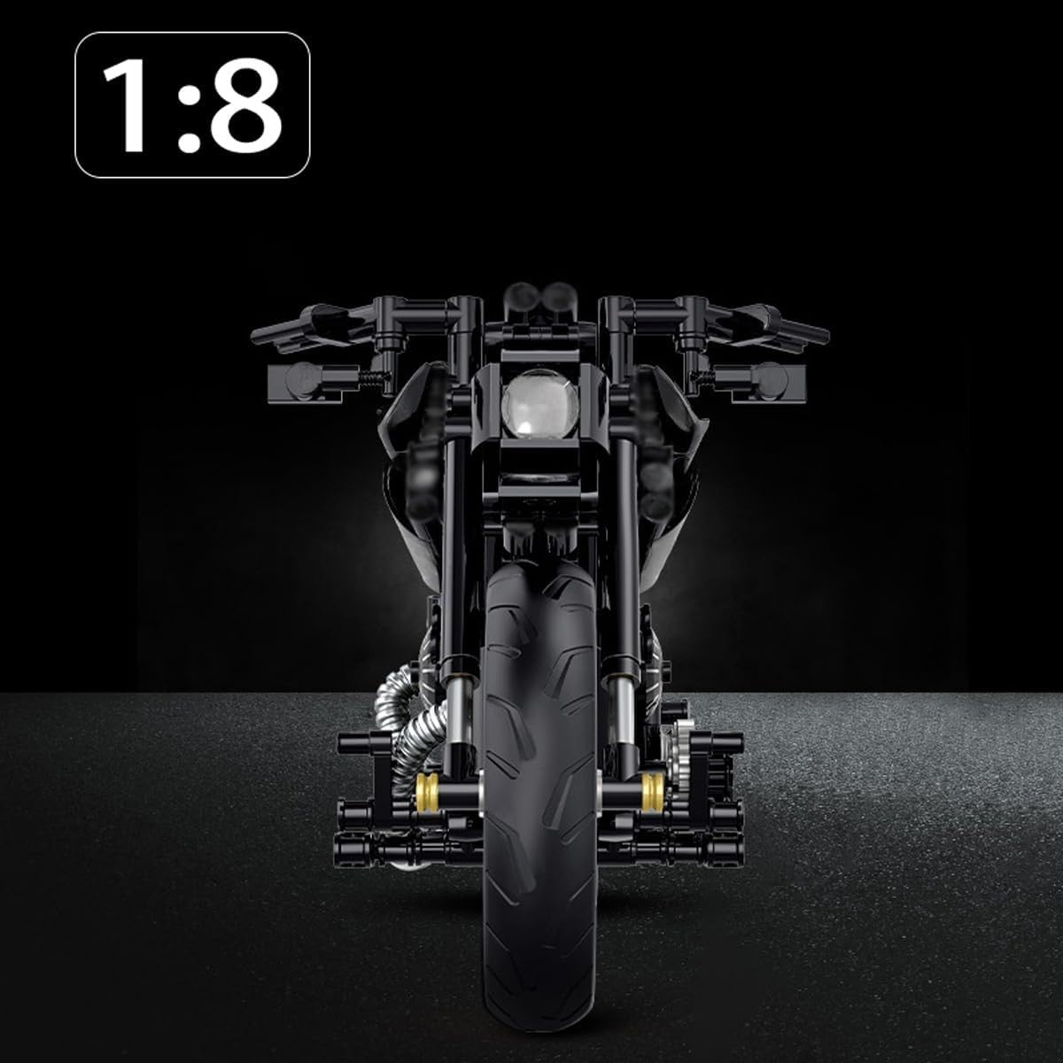 Motorcycle Building Kit 586 PCS, Realistic Black Superbike Model, Fun for All Ag