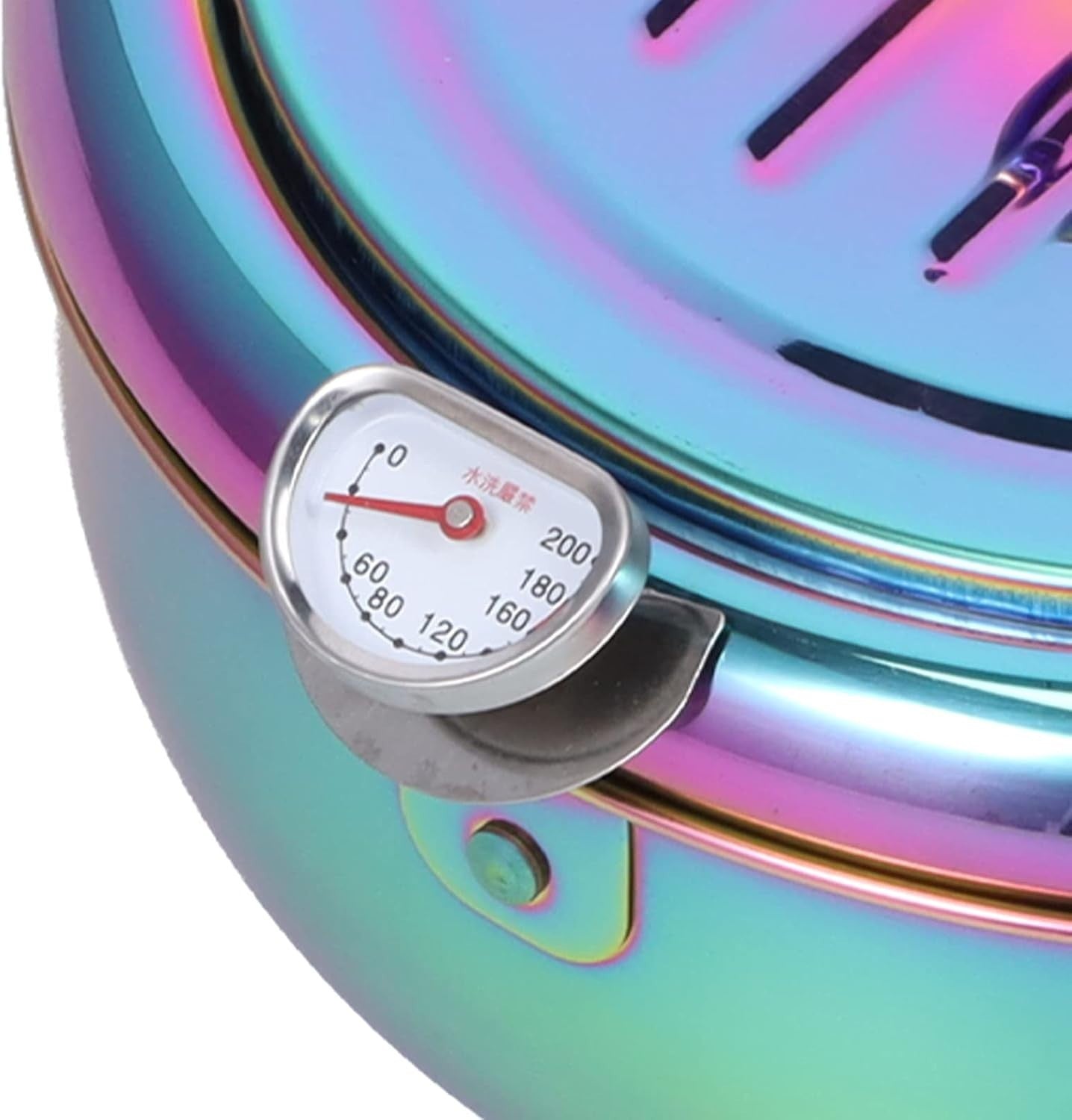 3.2L Stainless Steel Deep Fryer Pot w Thermometer Non Stick Blue