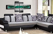 4-Piece Abstract Canvas Wall Art Green Black White Modern Home Decor
