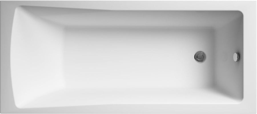1600x700mm Single Ended Straight Bath White Acrylic Modern Soaking Tub
