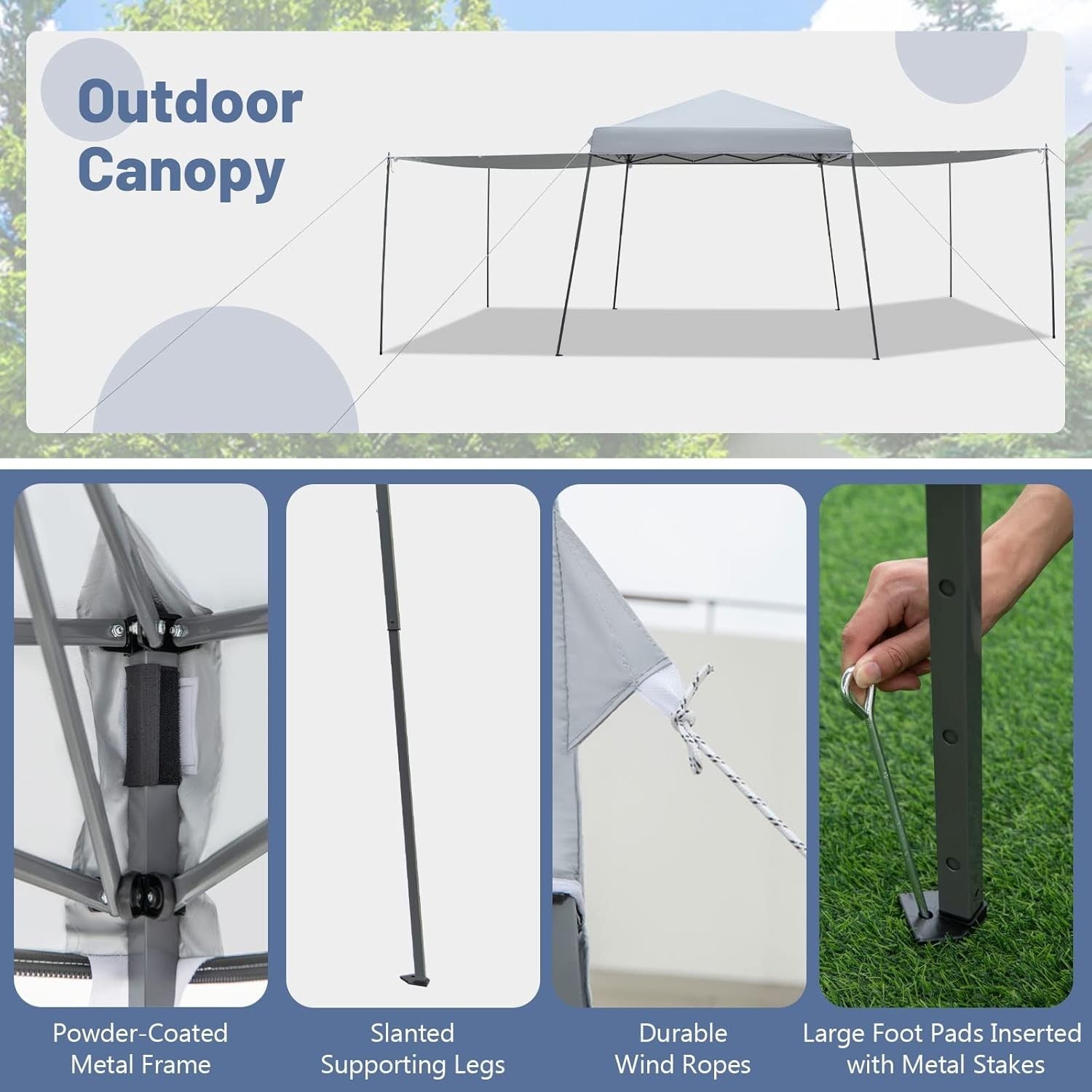 3x3M Gray Pop-Up Canopy Tent UPF50+ Outdoor Gazebo w/ 2 Sidewalls