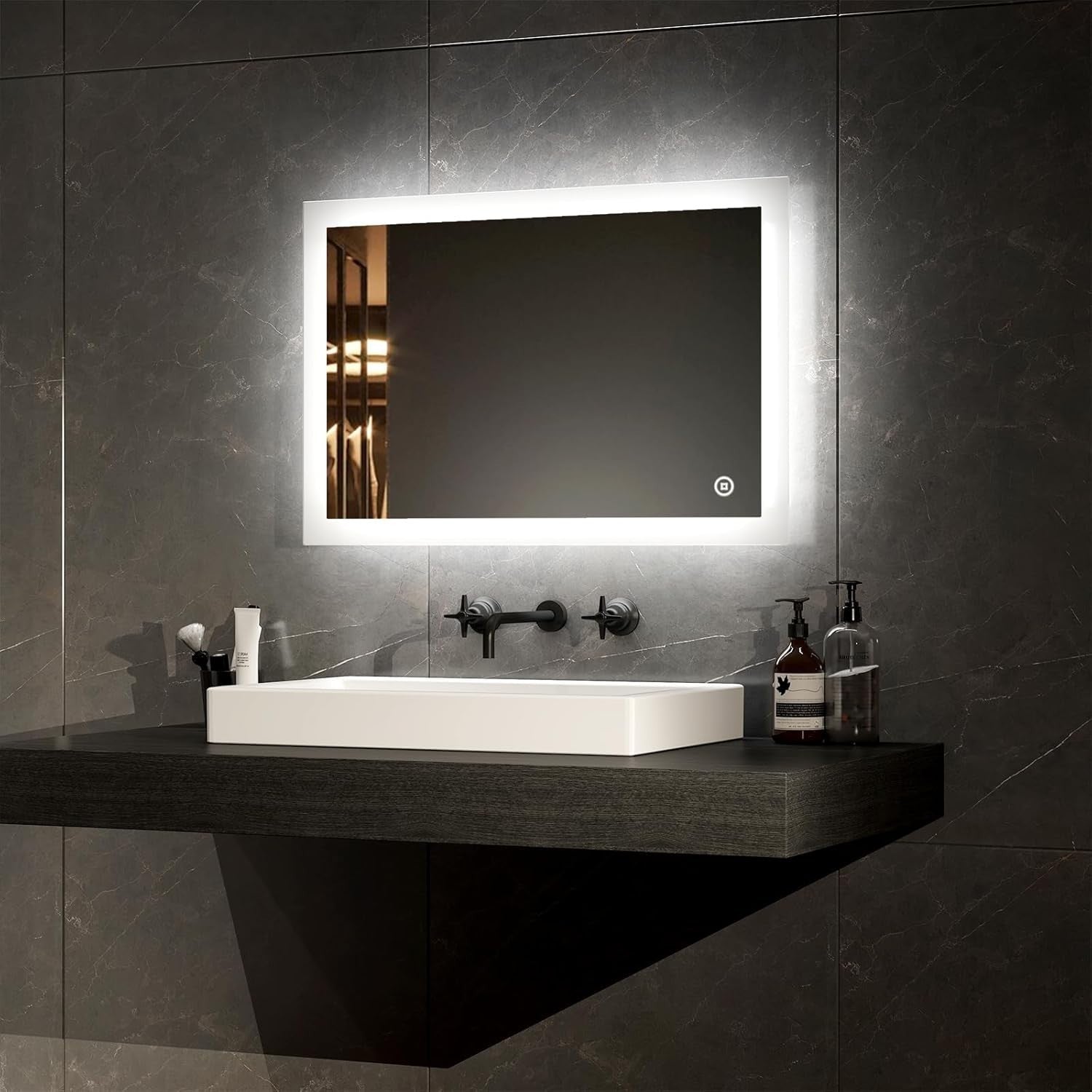 LED Bathroom Mirror 60x40cm Anti-Fog Lighted Wall Vanity Mirror Touch