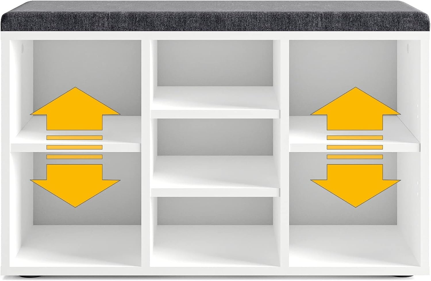 White Shoe Storage Bench with Seat & Adjustable Shelves for Hallway 80cm
