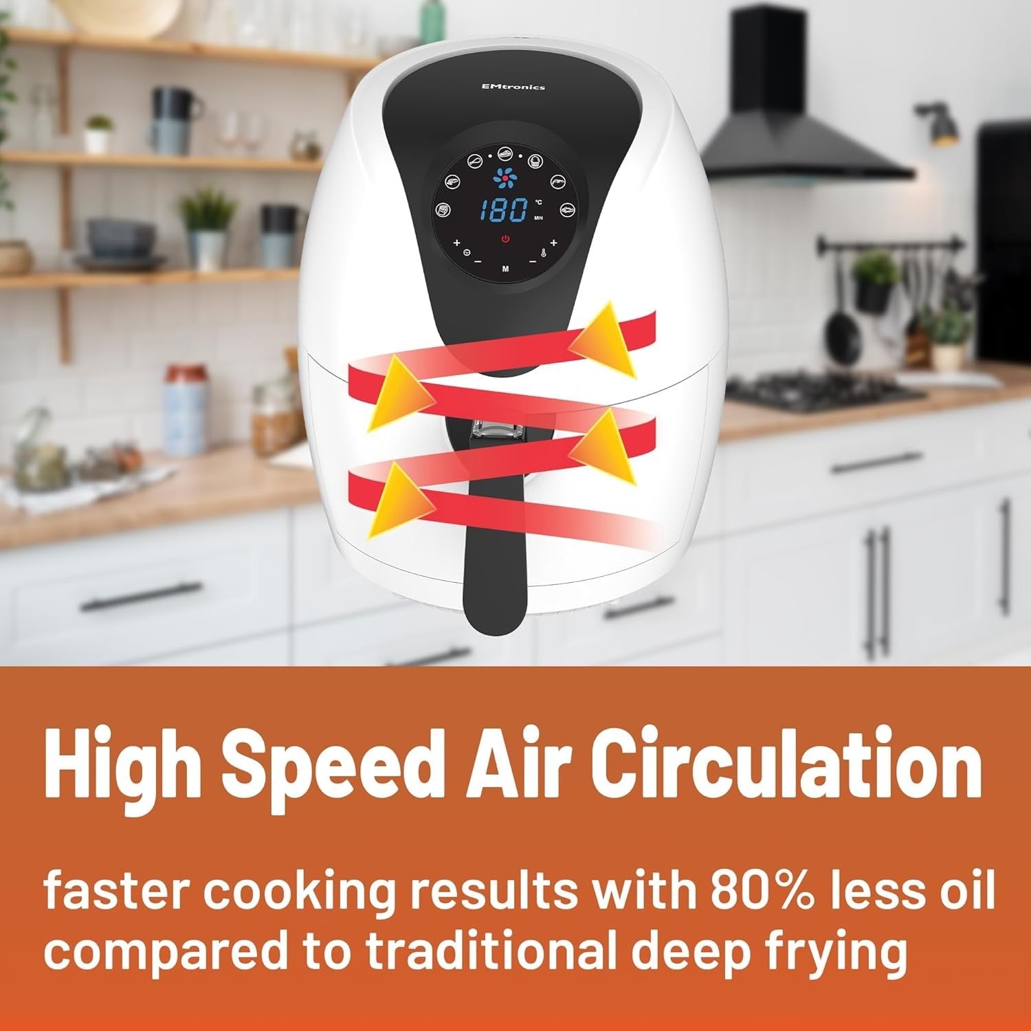 4.5L Digital Air Fryer | 1400W Oil-Free Cooking | 7 Presets | White Finish