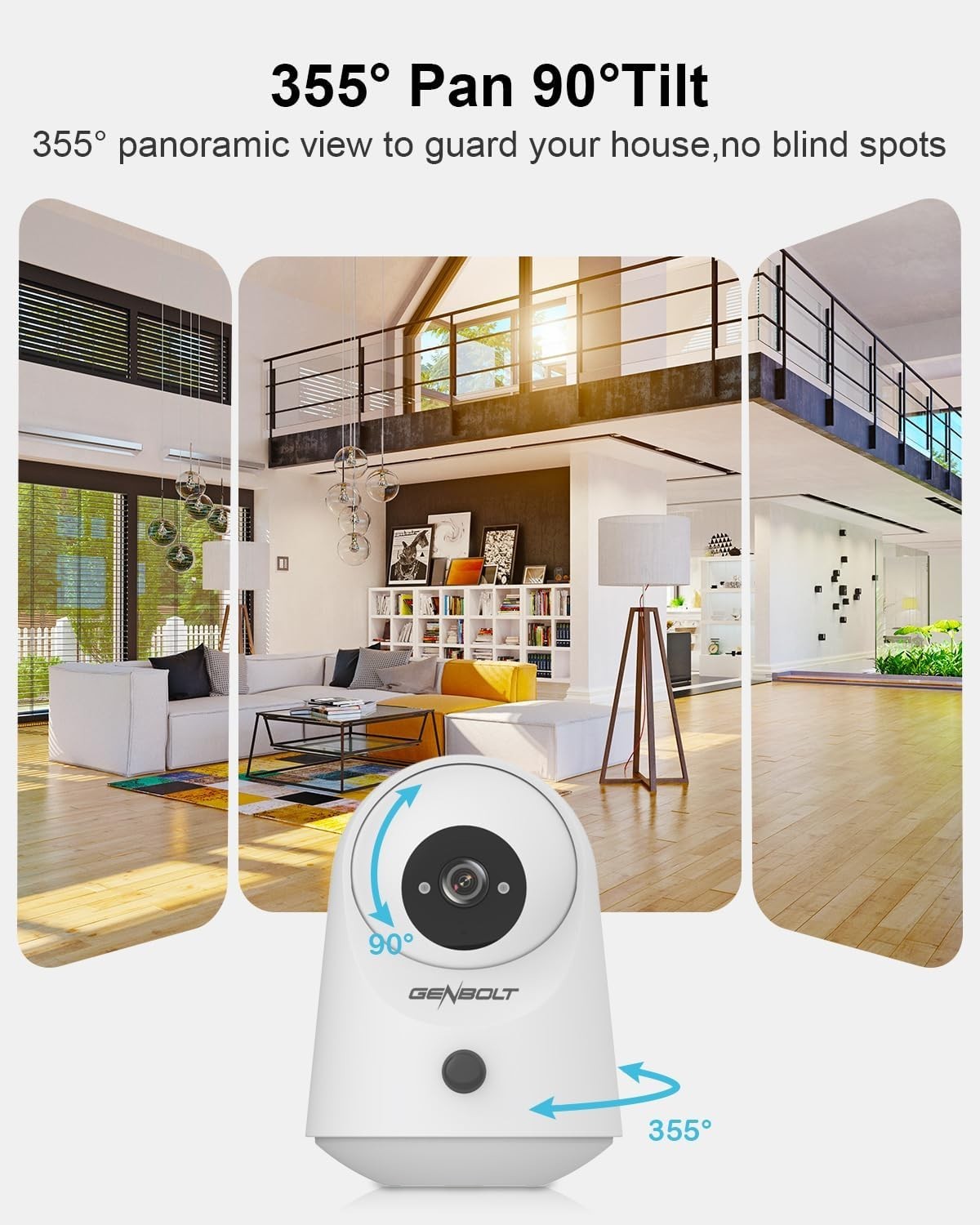 2K Indoor Security Camera Wireless Battery PTZ Pet Baby Monitor WiFi