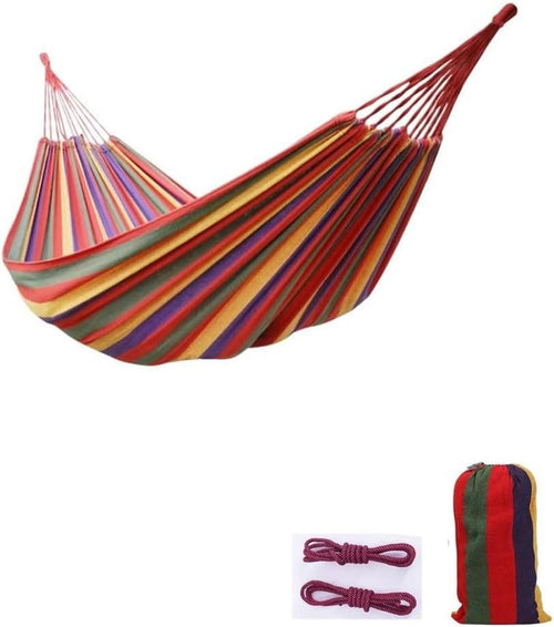 2 Person Cotton Camping Hammock – Portable, Lightweight, With Carry Bag