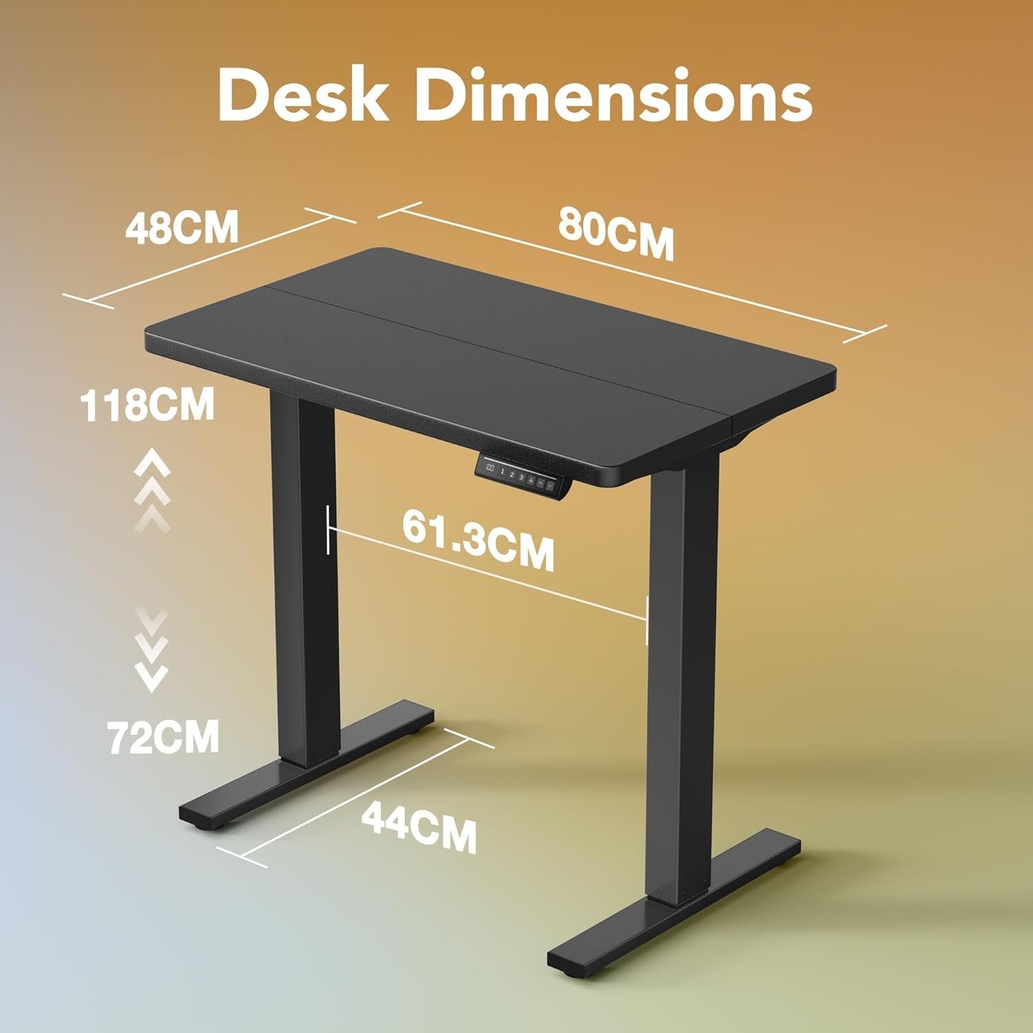 Electric Standing Desk Height Adjustable Sit Stand Home Office 80x48cm