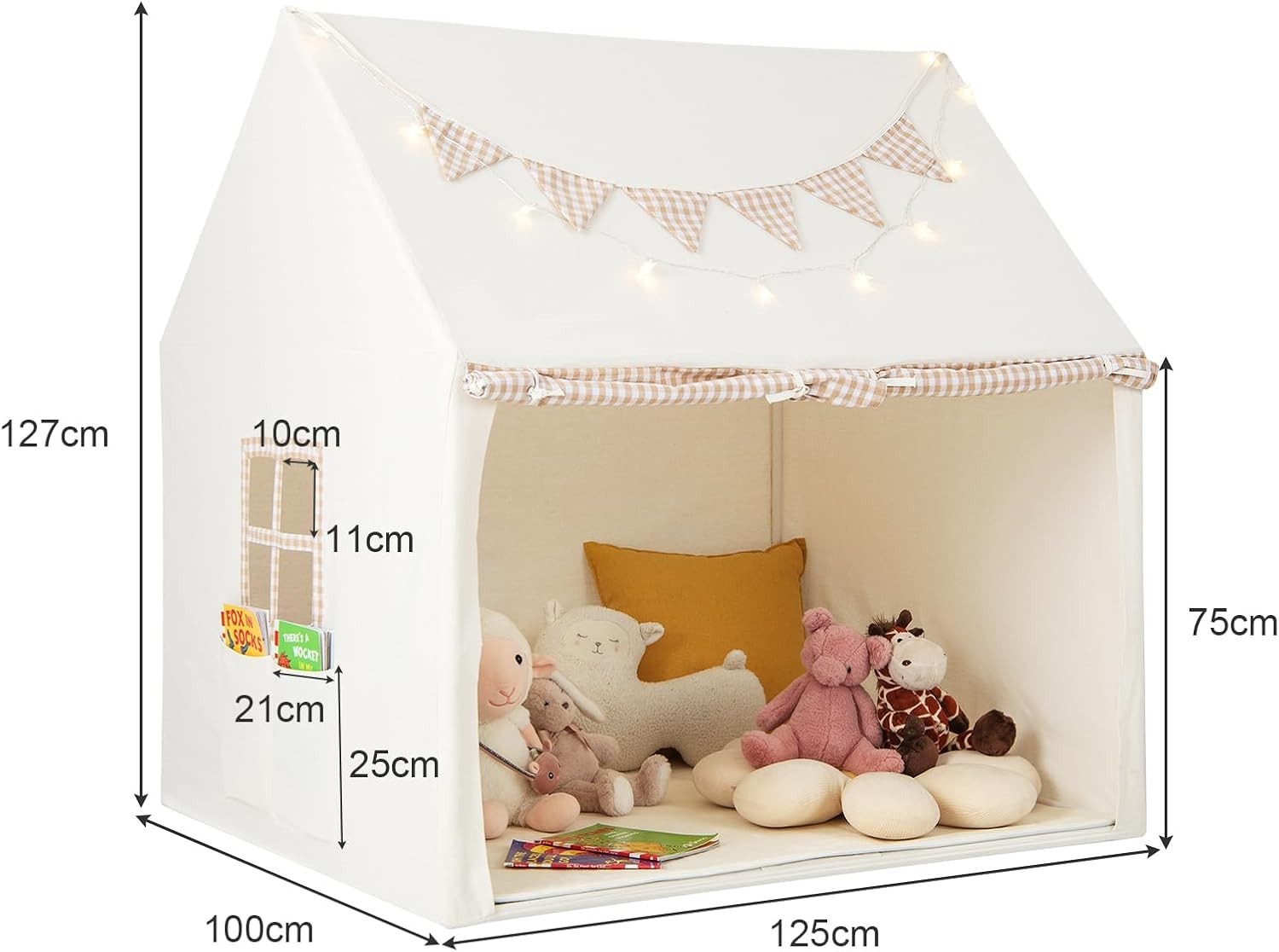 Large Kids Castle Play Tent with Mat Star Lights Indoor Playhouse
