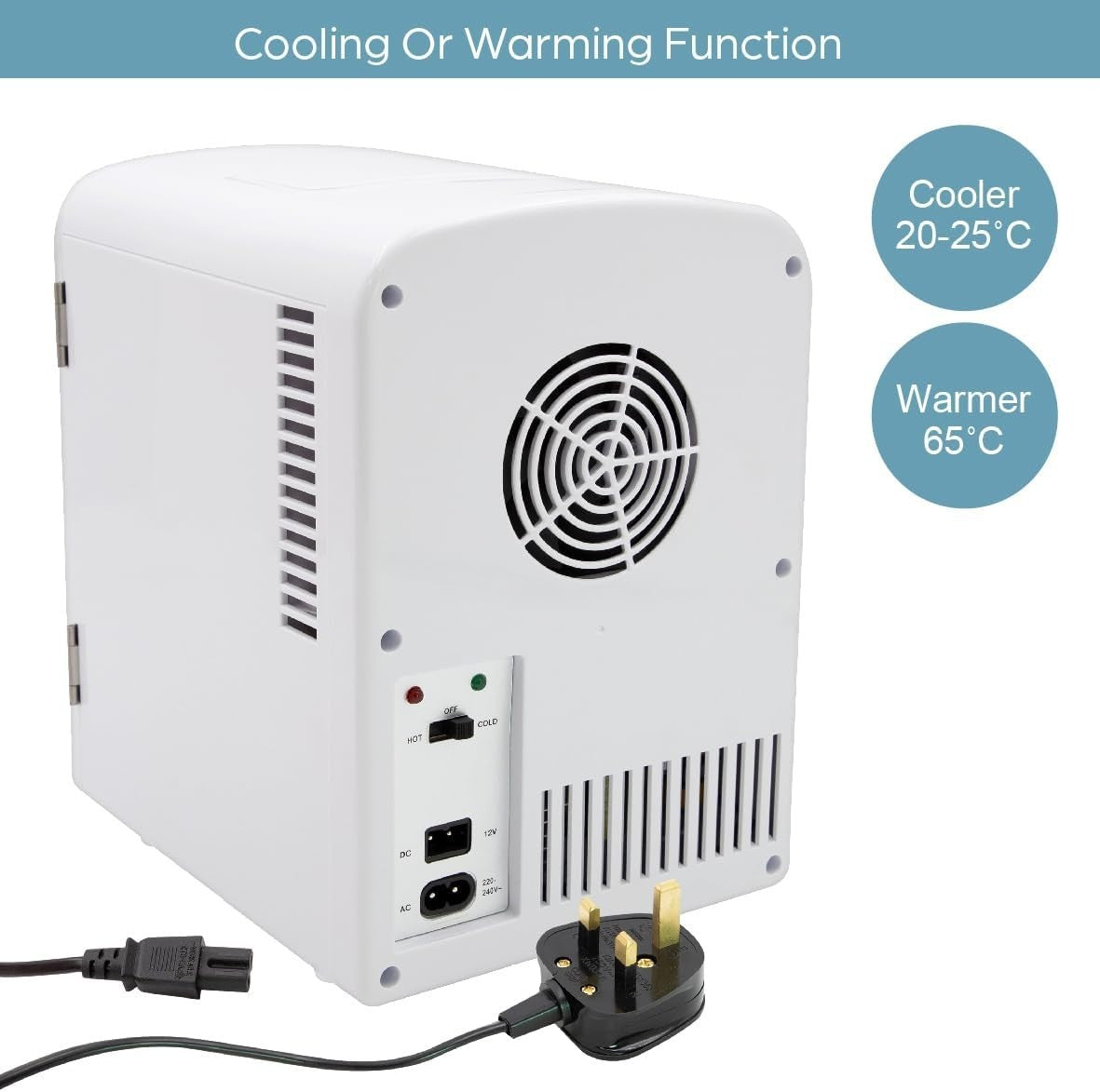 4L Mini Fridge Portable Countertop Cooler & Warmer White Compact