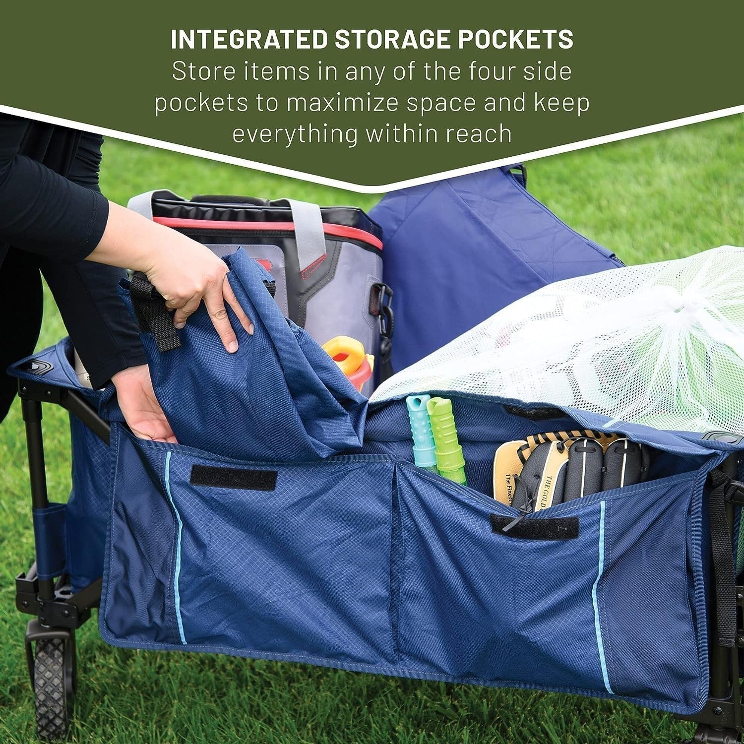 Blue Tailgate Folding Wagon Heavy Duty All-Terrain Camping Trolley