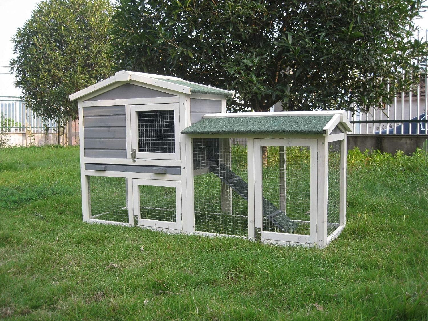Large Wooden Rabbit Hutch with Run Extra Deep Outdoor Cage Cover