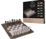 Luxury 10x10” Marble Chess Set – Oceanic Grey & White Stone Board + Pieces
