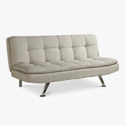 Cream 3 Seater Fabric Sofa Bed Recliner Click Clack Modern Chrome Legs