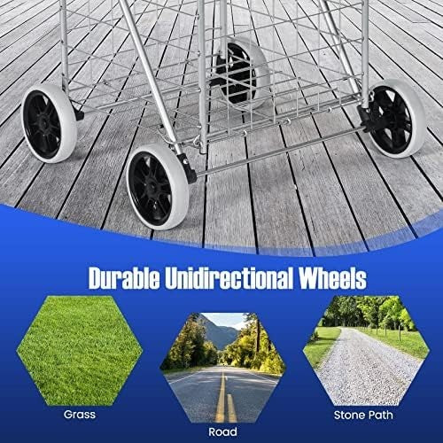 83L Folding Shopping Trolley Heavy Duty Metal Cart Grocery Push Wagon