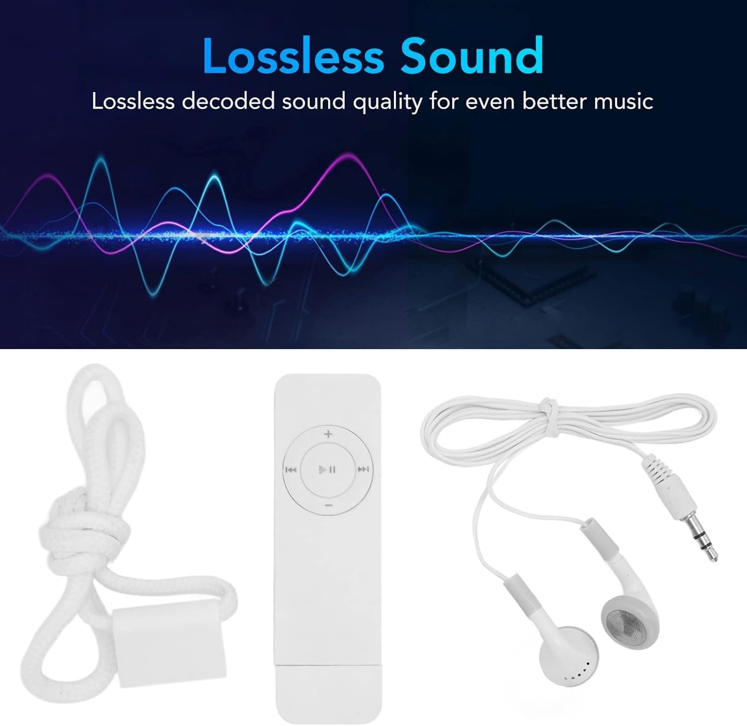 USB MP3 Player Stick HiFi Lossless 64GB Portable White