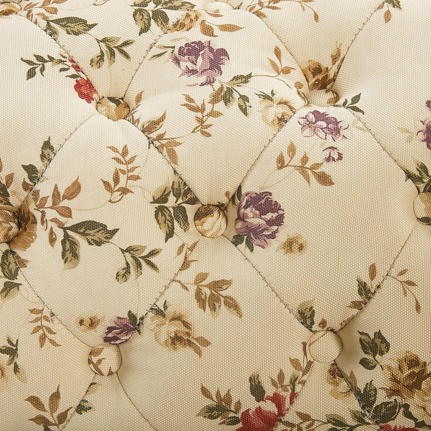 Beige Floral Chaise Lounge Sofa | Left Hand, Tufted Back, 169cm, Vintage Style