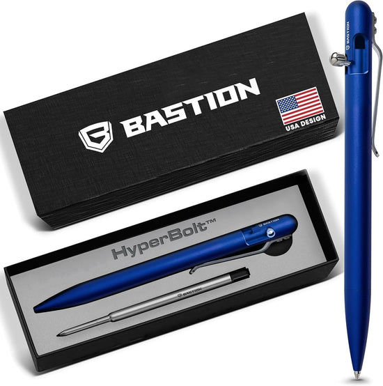 Luxury Slim Blue Ballpoint Pen – Aluminium, Bolt Action, Gift Ready