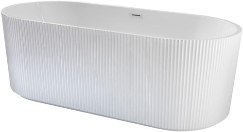 White Double Ended Freestanding Fluted Bath 1700x800mm White Overflow