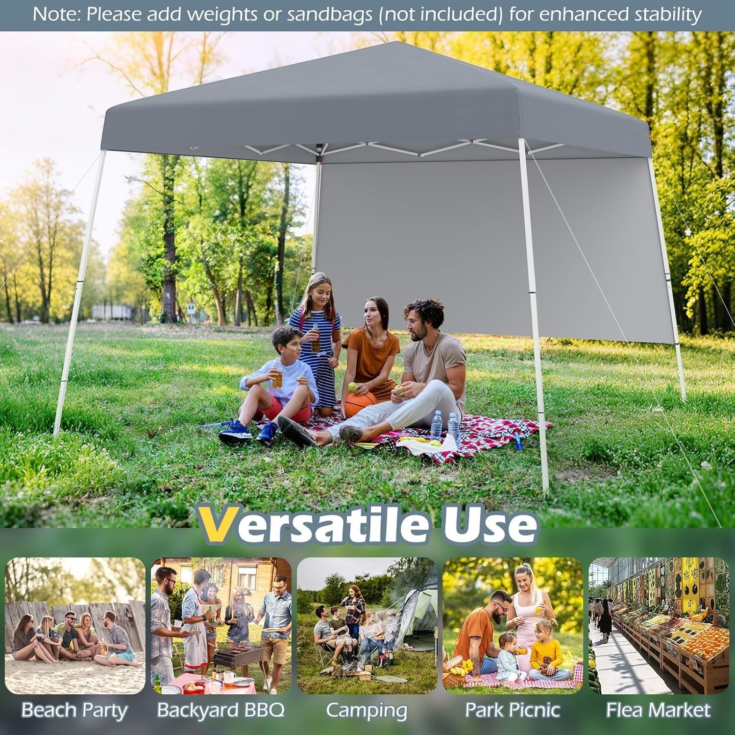 3x3M Gray Pop-Up Gazebo Canopy UPF50+ Sunshade Outdoor Party Tent