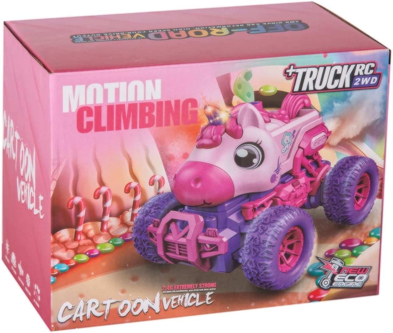 Unicorn RC Monster Truck for Kids – Remote Control Car w/ LED & Spray Toy