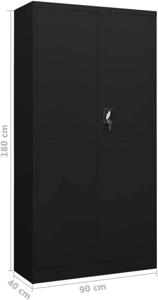 Metal Storage Cabinet Black 4-Shelf Lockable Cupboard for Garage Office 180cm